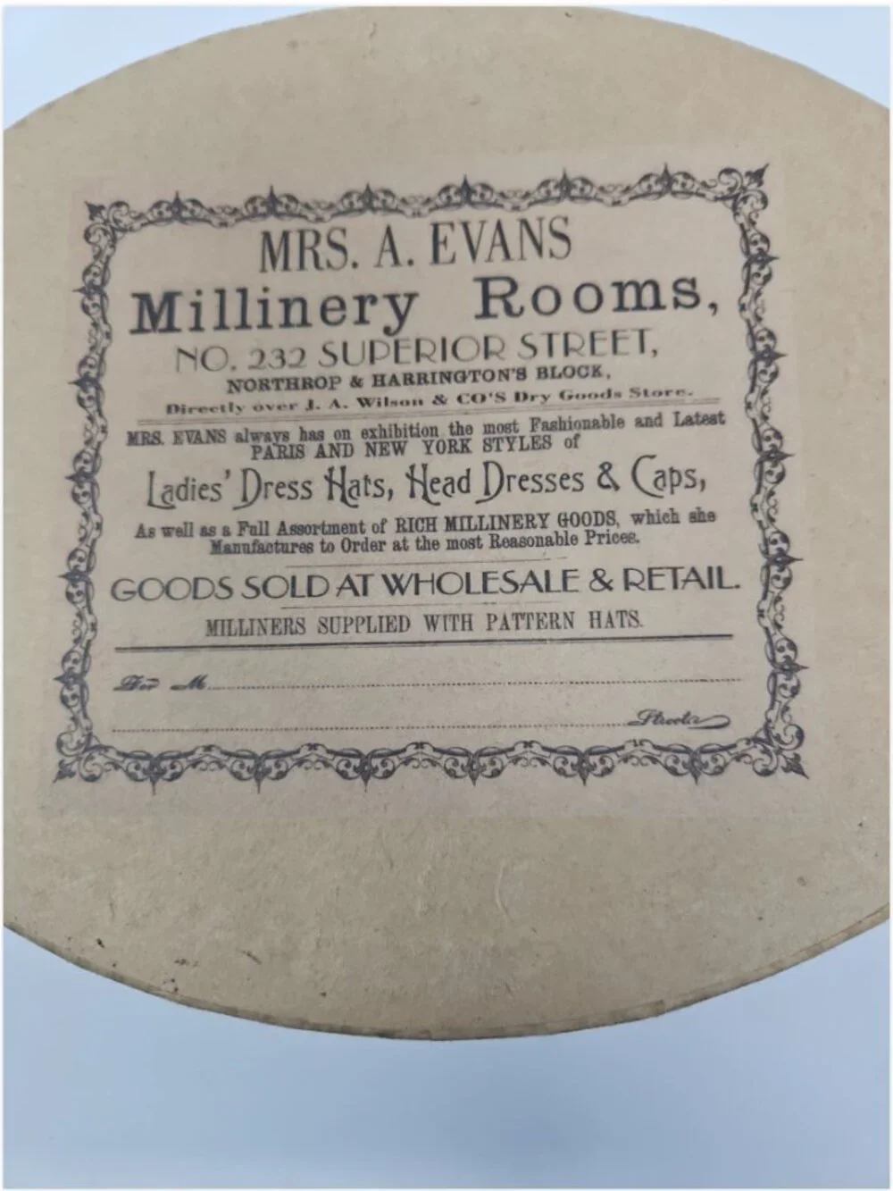 Vintage Lidded Wallpaper Hat Box La Mode de Paris Flapper Girl Millinery Rooms
